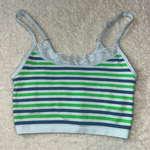 Aerie Seamless Stripped Lace Trim Longline Bra Small NWOT - Picture 1 of 4
